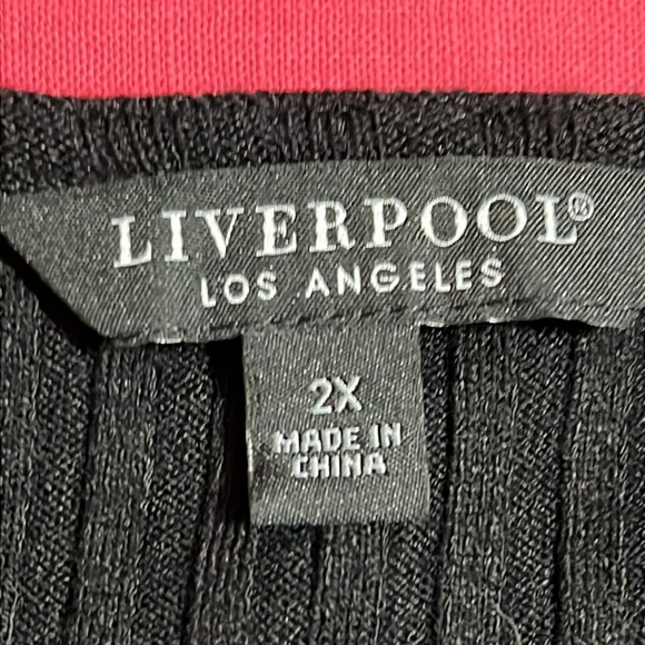 Liverpool Black Ribbed Sleeveless Tank Top. 2x - Picture 6 of 6